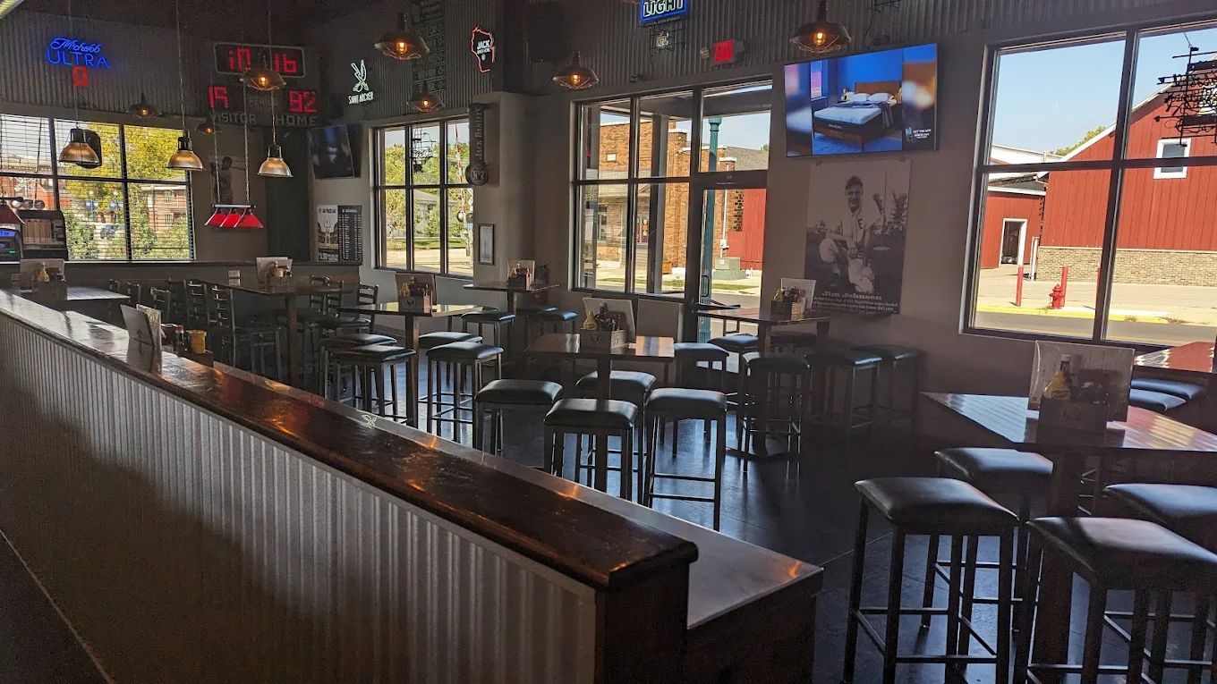 Bar seating by the windows